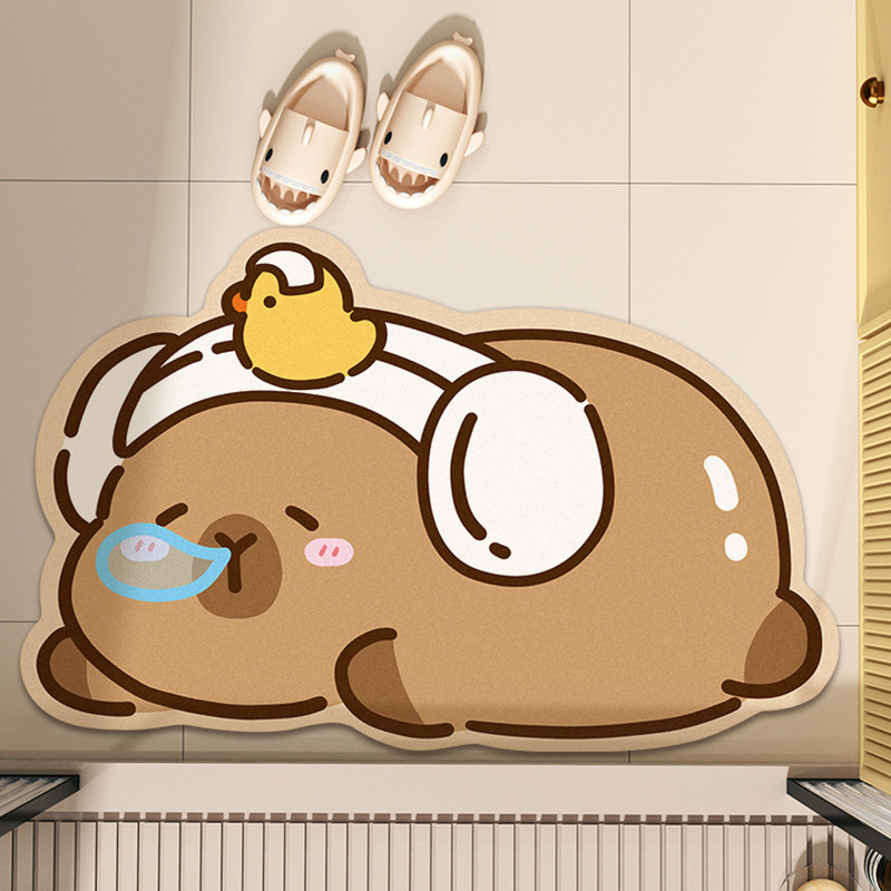 옆으로 누워있는 카피바라 새