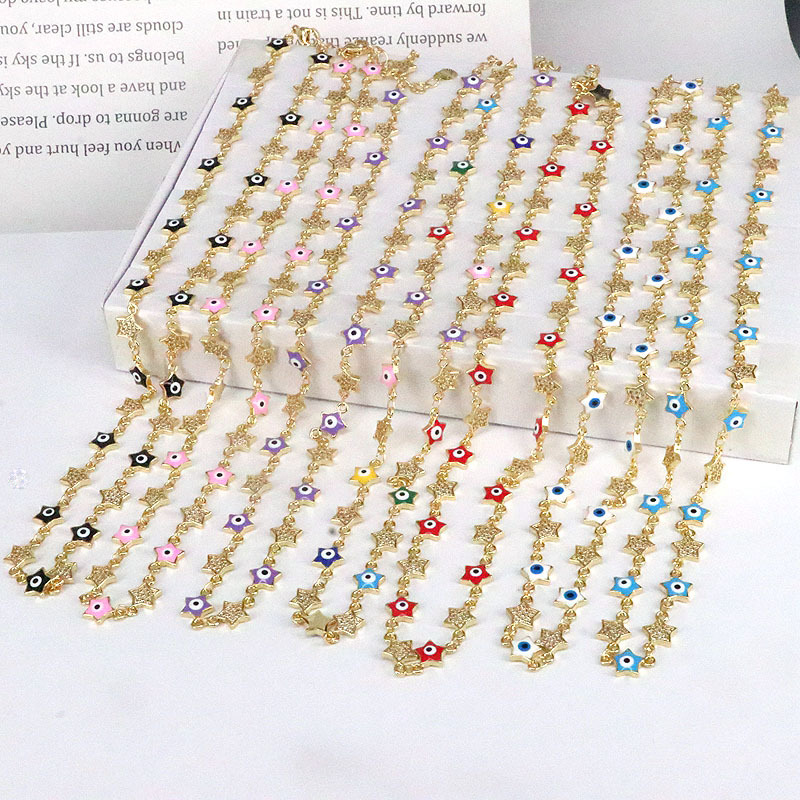 Fashion Pentagram Eye Copper Necklace Stoving Varnish Plating Copper Necklaces