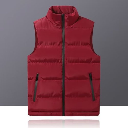 Men's Large Spring and Autumn Winter Thick Insulated Sleeveless Fleece and Cotton Vest with Outerwear Jacket Mantle