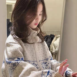 波拉bora韩国童装女童针织开衫2024新款洋气儿童冬装毛衣男童外套