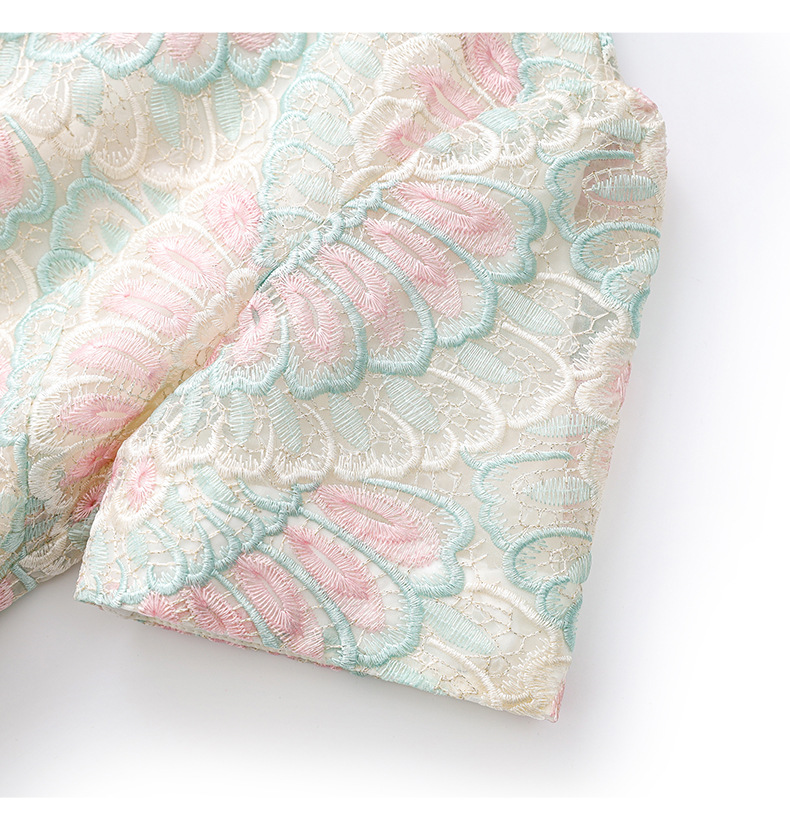 Váy maxi nữ thêu họa tiết lông vũ organza tay ngắn — mơ chi tiết 18