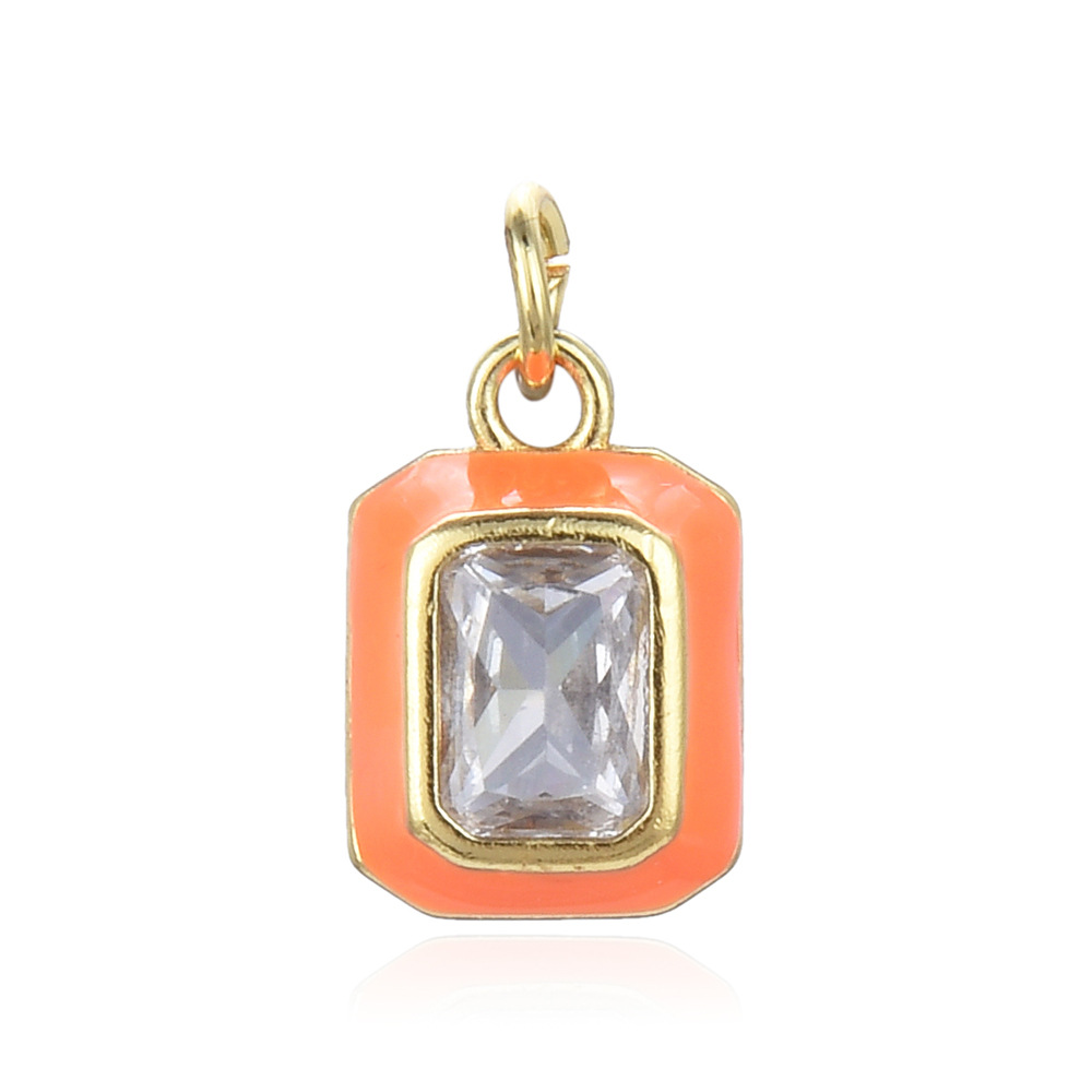 Rhinestones Inlay Material Copper Inlay Square Rhinestones Pendant Necklace