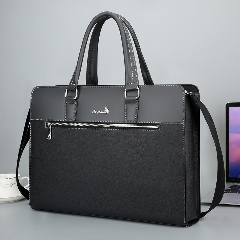 Cross-border new men's handbag, business briefcase, horizontal style, simple computer bag, casual shoulder crossbody leather bag for men