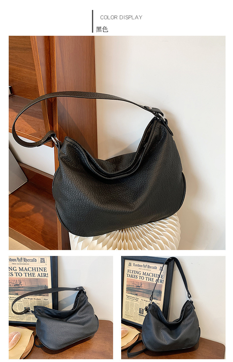 Korean Style Retro Simple Fashion Shoulder Bag 2021 New Ins Large Capacity Casual Handbag Fashionable Crossbody Women's Bag display picture 5