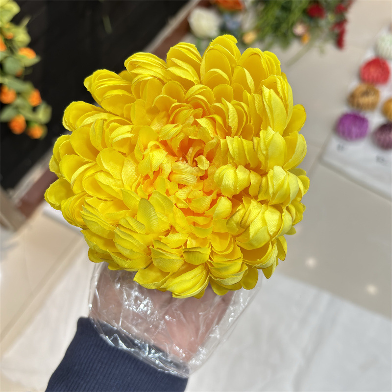 仿真富贵菊花头富贵菊花朵仿真花大号菊花头清明插花菊花花头批发
