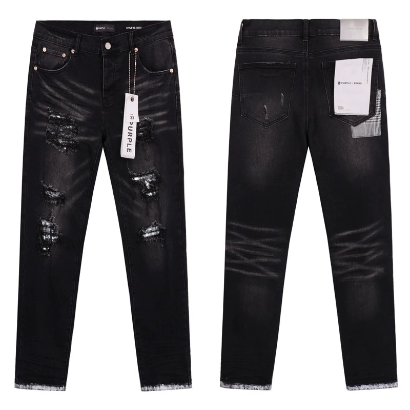 Новые Purple Brand splash-ink принт американский стиль высокого стрит, стирка washed distressed casual ripped skinny джинсы для мужчин