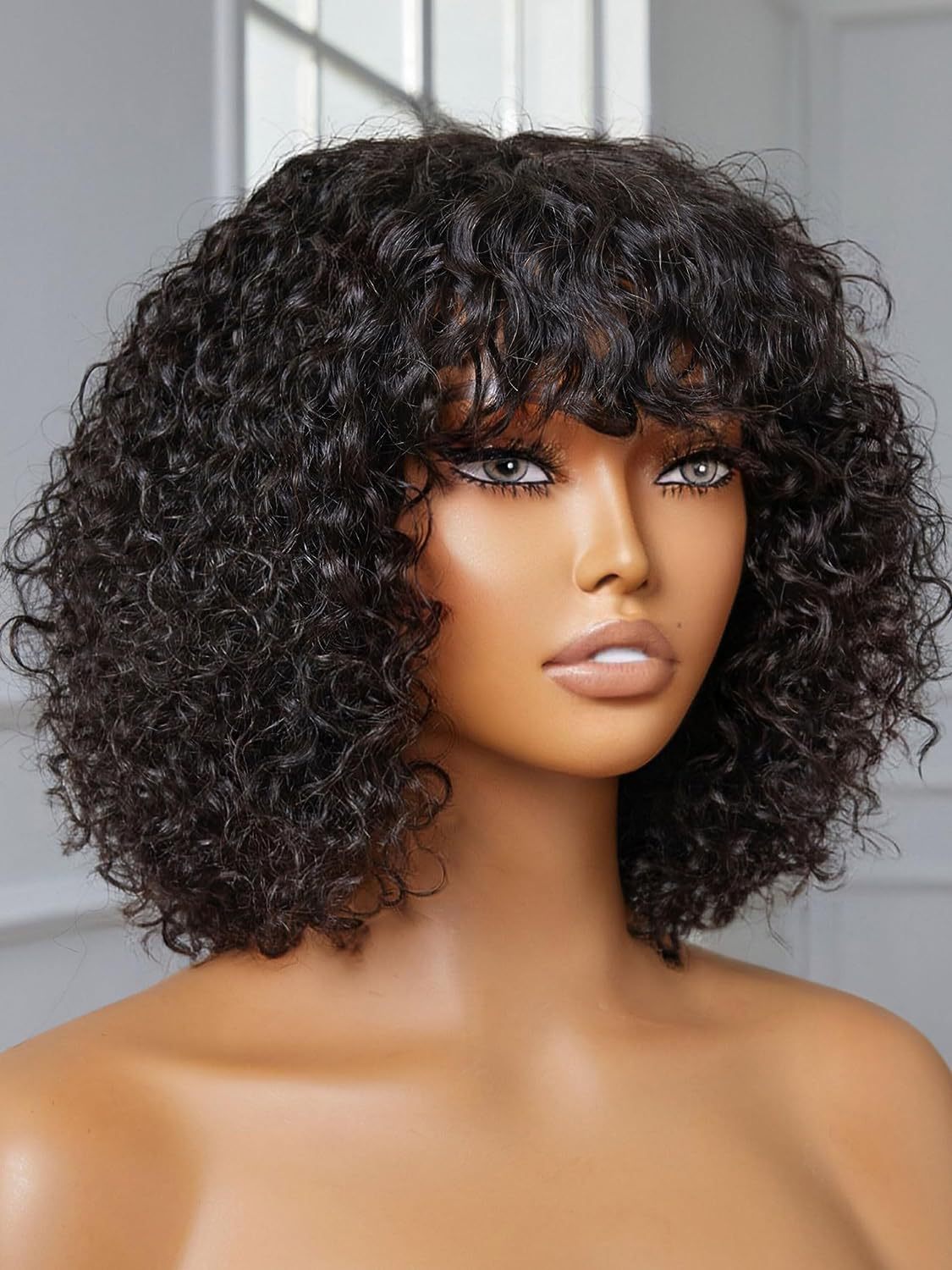 Women's Simple Style Holiday High Temperature Wire Air Bangs Short Curly Hair Wigs display picture 3