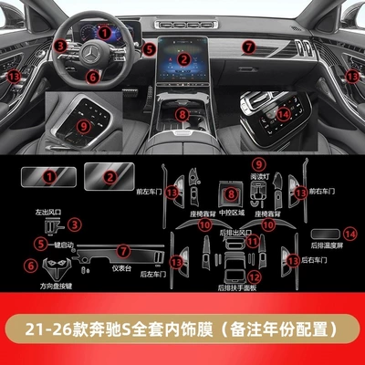 S400/450/480 Maybach Interior Film | Car interior film - 21-26-full-set-of-interior-film-including-screen-soft-film