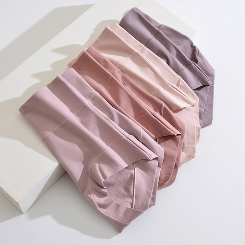 60 count combed cotton high-end women's underwear wholesale solid color high waist antibacterial crotch tummy control butt lift plus size briefs