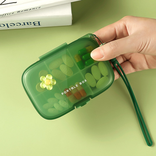 Convenient large-capacity repackaged plastic pill box, portable moisture-proof sealed six-compartment mini pill storage box