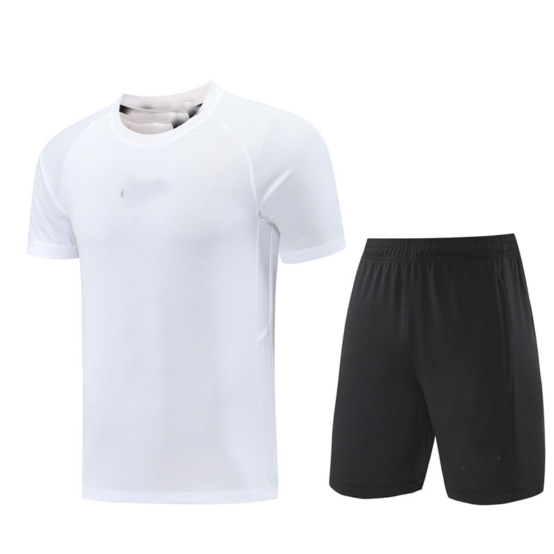Nuevo conjunto deportivo transpirable de manga corta con cuello redondo, pantalones cortos de fitness para verano, conjunto de dos piezas para correr y fútbol, dropshipping.