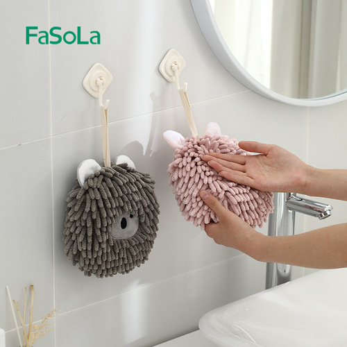 FaSoLa hanging absorbent thickened hand towel children's hand towel bathroom kitchen cute animal hand ball