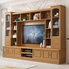 實木電視櫃組合牆櫃現代簡約客廳多功能儲物背景櫃組裝影視櫃批發