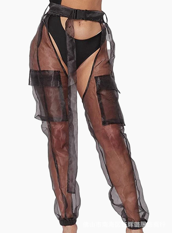 Women's Nightclub Locomotive Style Streetwear Transparent Skinny Pants Full Length Casual Pants display picture 9