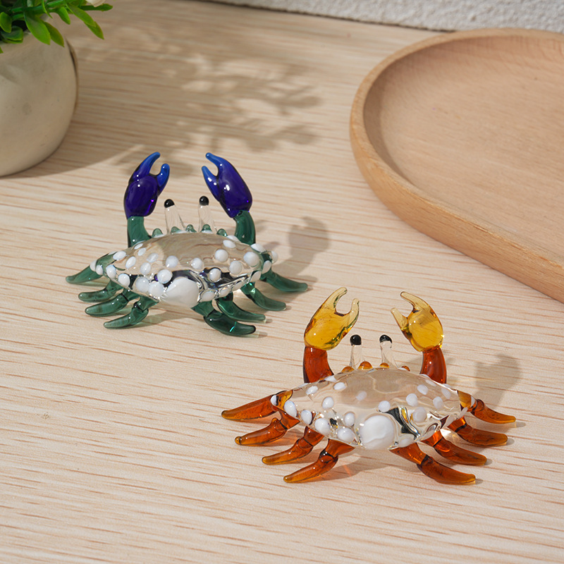 Handmade Glass Crab Ornament Unique Animal Decor