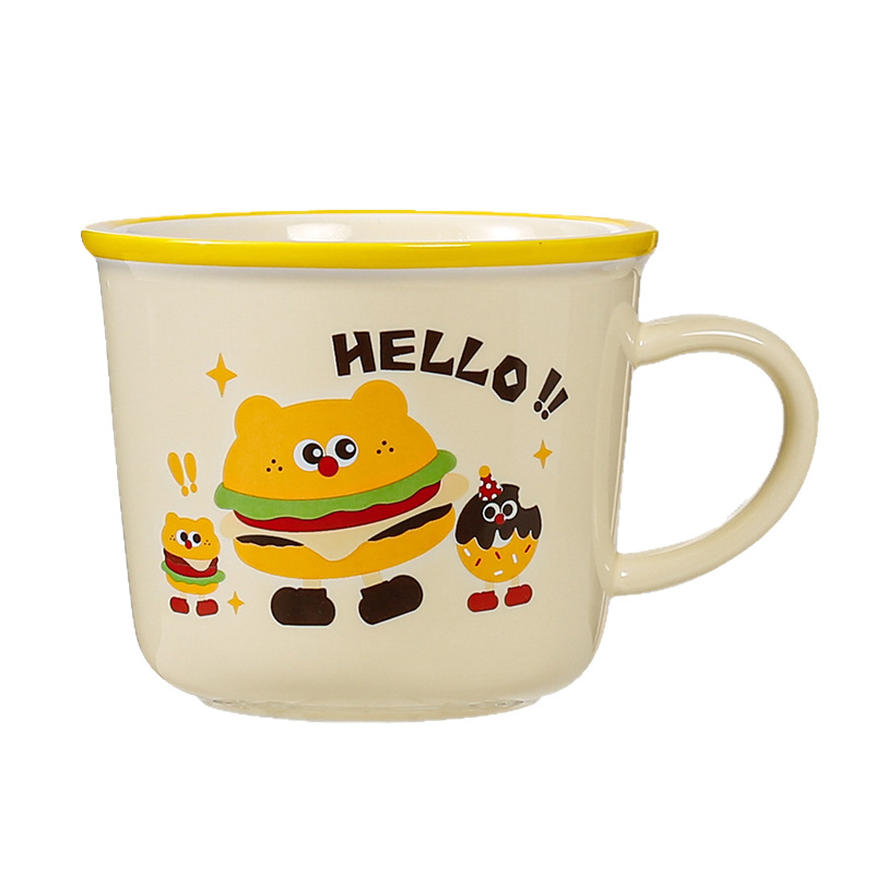 Taza de cerámica de regalo encantadora taza de regalo para niños taza de agua de dibujos animados taza de café doméstica con cubierta cuchara para niños