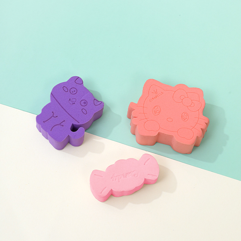 Polvo plano de color sólido personalizado polvo de caramelo de animales polvo de polvo no comer polvo KT gato plano maquillaje esponja almohadilla de aire huevo de maquillaje