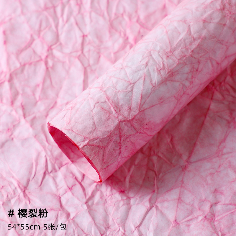 Nuevo hielo rojo red agrietado artesanal papel de alta textura impermeable papel especial material de embalaje de flores del festival de la diosa image 10