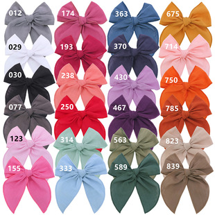 Cotton and Linen Embroidered Edge Large Bow Hairpin European and American Style Girls' Hair Accessories Hairpin