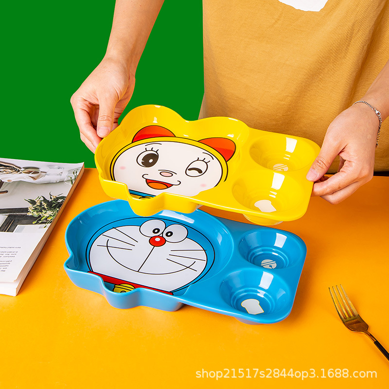 도매 도라에몽 시리즈 세라믹 어린이 디너 플레이트 크리 에이 티브 만화 아기 디너 플레이트 유치원 분리 접시 식기