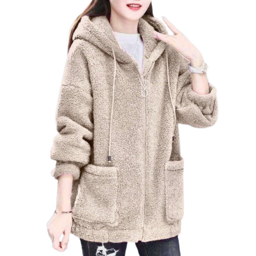 Bestselling Women's Middle-Aged Outwear Winter Lamb Wool Coat, Thick Loose Plus Size Casual Fleece Sweatshirt, Mother's Outfit