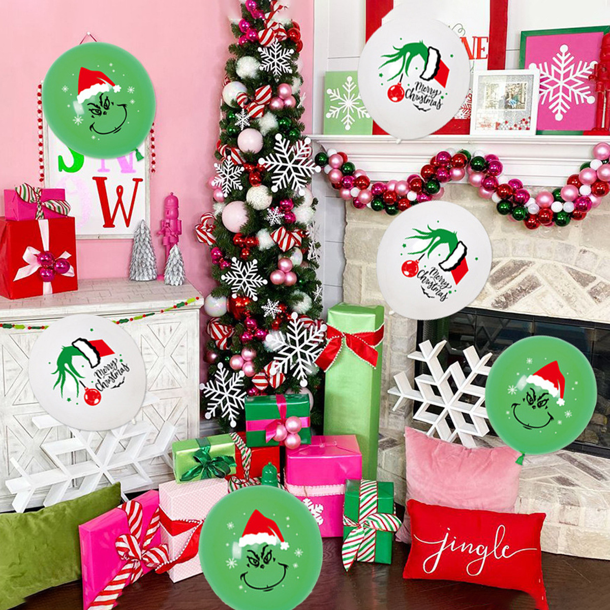 50 unids/pack Santa Claus árbol de Navidad decoración globos Nuevo 12 pulgadas Navidad impreso globos de látex