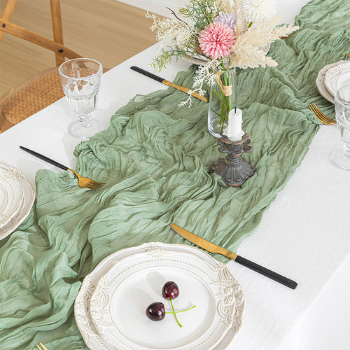 Bali gauze pleated table flag European hemp twisted tablecloth wedding party decoration pleated Bohemian style table flag wholesale