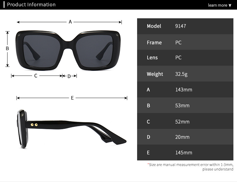 Cross border foreign trade new modern retro square frame sunglasses INS style street style big name sunglasses 9147_voghion.com