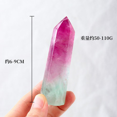 Wholesale natural crystal powder purple fluorite hexagonal single pointed pillar ornament multicolored fluorite hexagonal column home decoration ornament