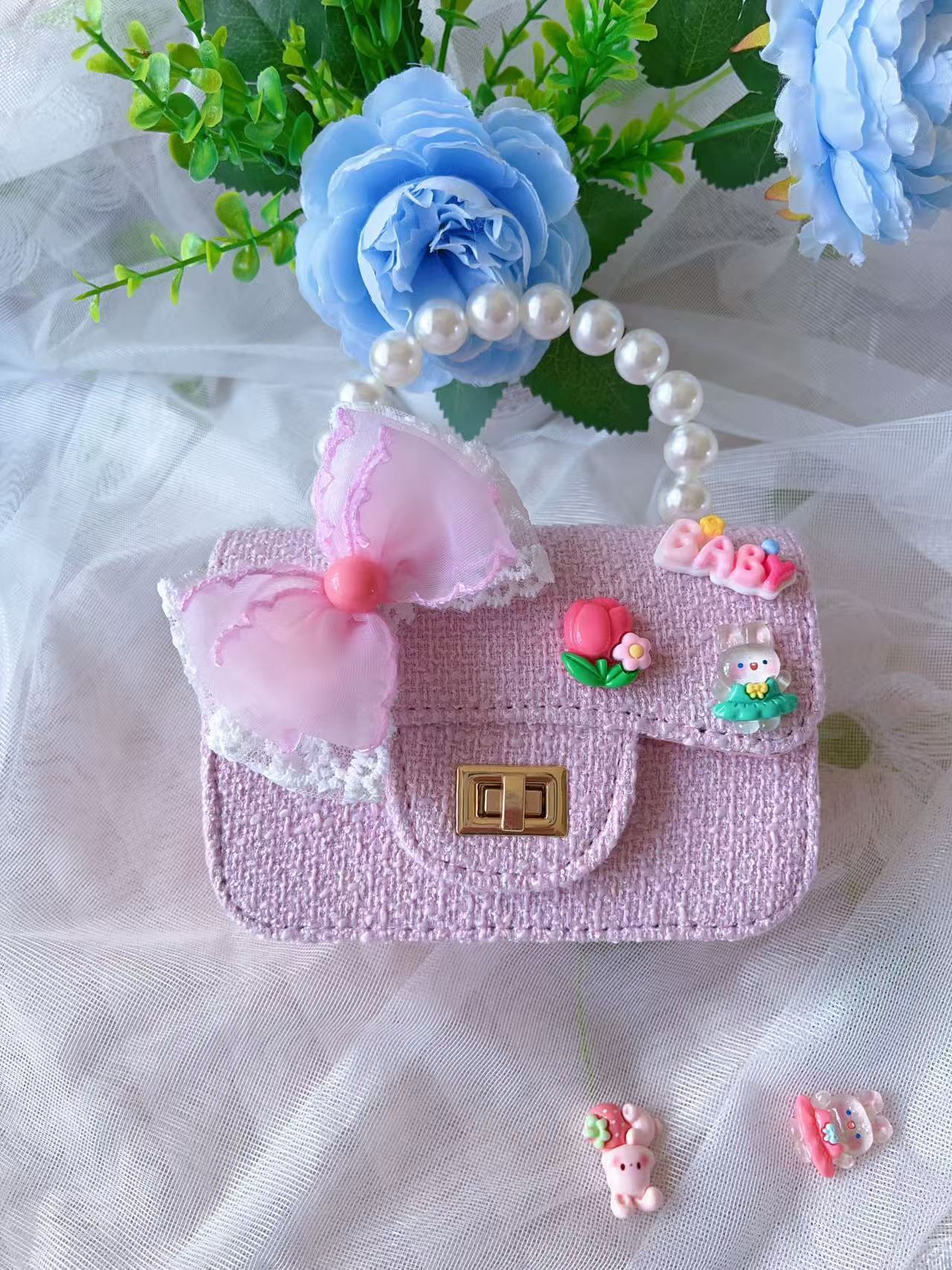 Nuevo tipo de bolsos para niños, bolsos de moda, bolsos de princesa de viento, bolsos portátiles lindos para chicas, bolsos de red para bebés.