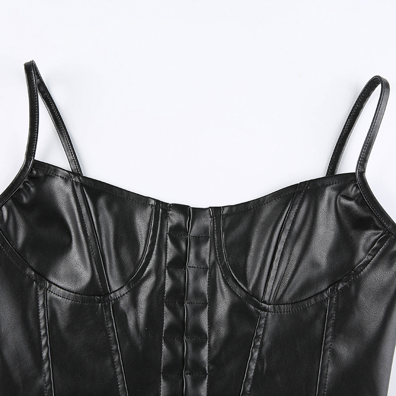 Sexy Halter Leather-Breasted Corset Camisole NSRUI51606
