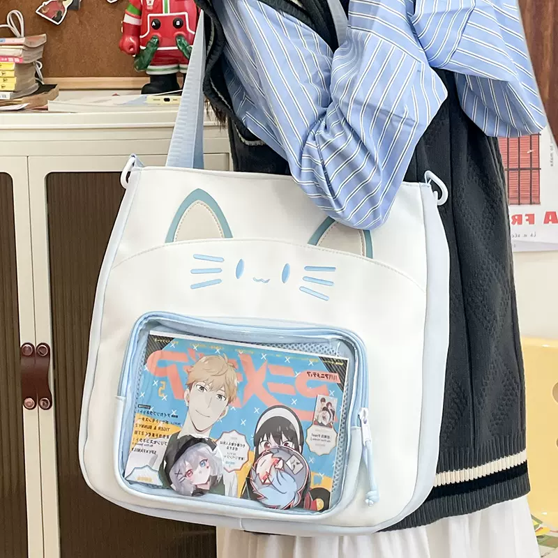 学生补课包女日系可爱猫咪单肩包二次元痛包jk制服包通勤斜挎包