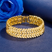 外贸火爆热卖麦穗四叶黄铜镀金车花手链16mm现货批发厂家货源