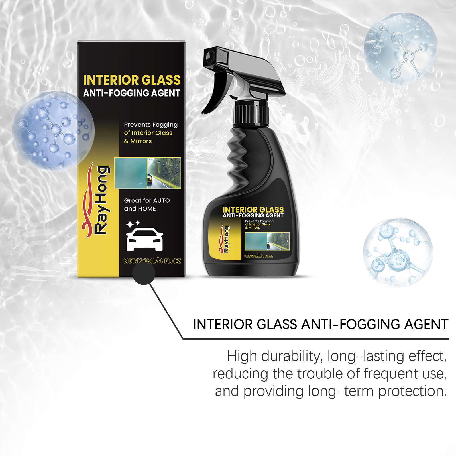 Rayhong Car Glass Anti-Fog Agent Car Glass Anti-Fog Car Window Front Glass Cleaning and Brightening Spray
