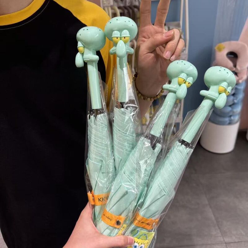 【100% Durable】Quality Squidward Cartoon Straight Umbrella Abstract Design for Travel, School, and Commuting, Suitable for Both Sunny and Rainy Days