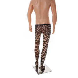 欧美连裤袜渔网袜时尚男士性感纹身花边体图片提花蕾丝镂空外贸