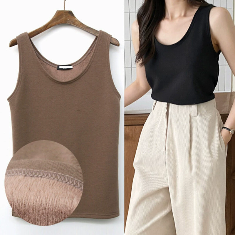 Утолщенный жилет на флисовой подкладке, женский осенне-зимний облегающий внутренний жилет без рукавов, Теплый Бархатный внутренний жилет без переворачивания