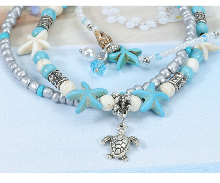 Marine Style Starfish Alloy Plating Womenu0027S Anklet 4 Piece Set