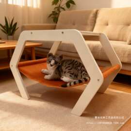 跨境木质猫窝沙发猫咪攀爬玩具宠物玩耍休憩晒太阳吊床
