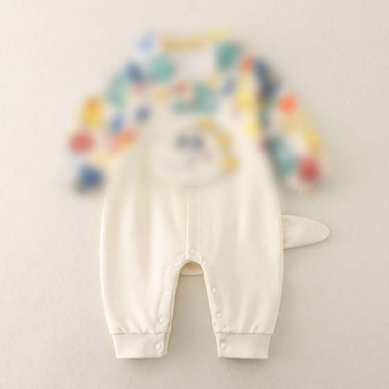 Baby's Climbing Suit Cartoon Dinosaur Fake Two-piece Long-sleeved Baby's Out-of-town Clothes for One Hundred Days Baby's Spring and Autumn One-piece Suit