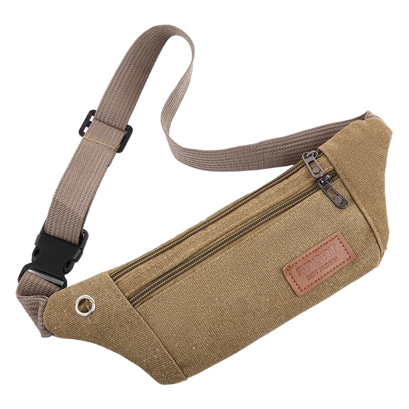 Men's Casual Large-Capacity Canvas Waist Bag for Cashiers, Customizable with Logo, Business Bag, Wholesale Trendy Canvas Bag