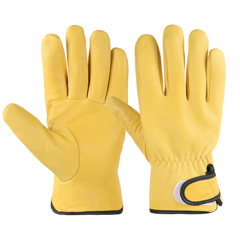 Guantes de soldador, guantes de protección laboral de piel de oveja, guantes de soldadura cortos de media piel, aislantes del calor, resistentes al desgaste, protectores para trabajo image 6