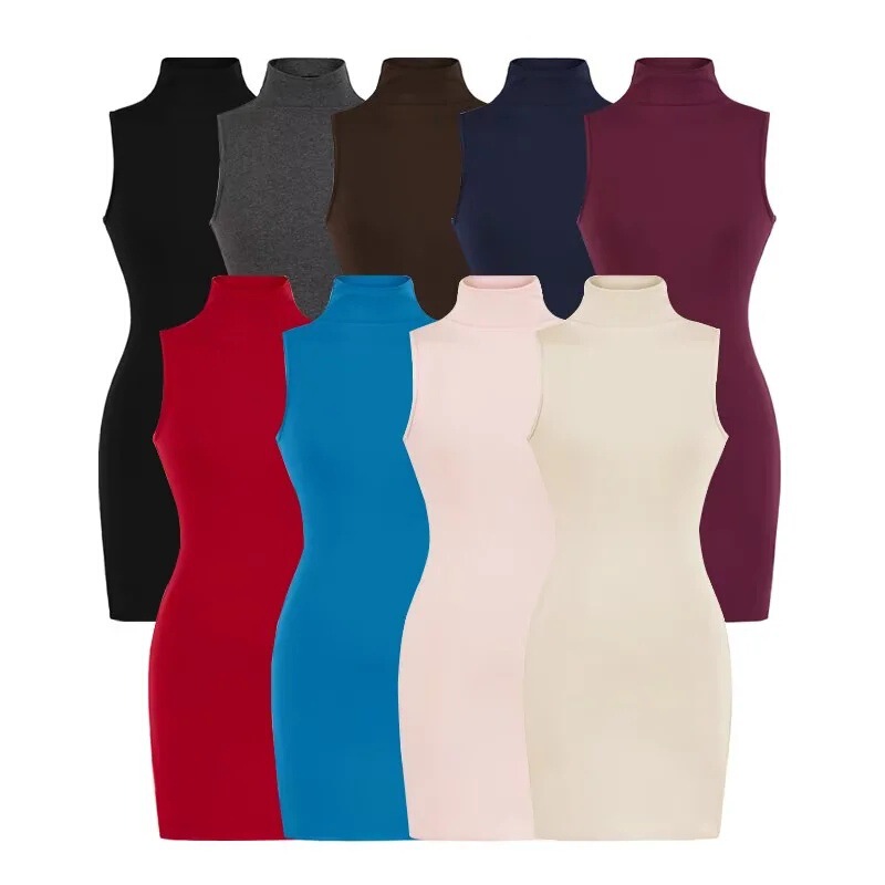 American-Style Spicy Girl High-Neck Sleeveless Tank Dress for Women, Summer Basic High-Waisted Sexy Bodycon Short Dress American-Style Spicy Girl High-Neck Sleeveless Tank Dress for Women, Summer Basic High-Waisted Sexy Bodycon Short Dress