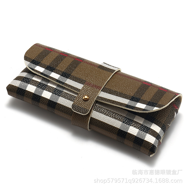 厂批眼镜盒现货新款单钉皮质墨镜包手工编织太阳镜盒子可印LOGO|undefined