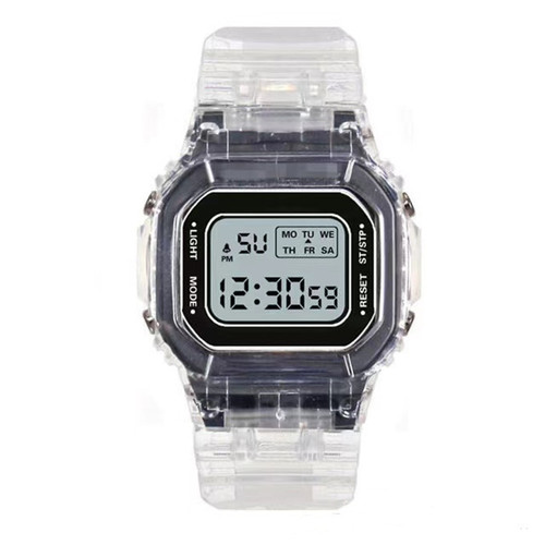 Cross-border best-selling male and female student ins internet celebrity watch luminous transparent small square waterproof electronic watch