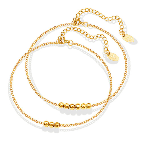 Xiaoxiangfeng small beads versatile fashion anklet titanium steel plated 18K gold high quality footwear manufacturer wholesale