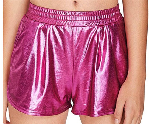 Women's wear bright leather straight casual elastic waist summer hot pants shorts eight-color five-size