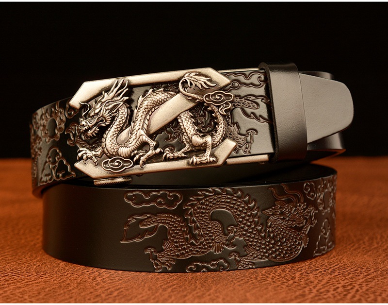 Wholesale Men's Fashion Genuine Leather Z-Dragon Belt measurements and detail photo 5
