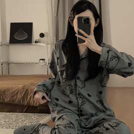 hellokittyA类纯棉长袖睡衣女秋款全棉女睡衣KT猫休闲套装家居服