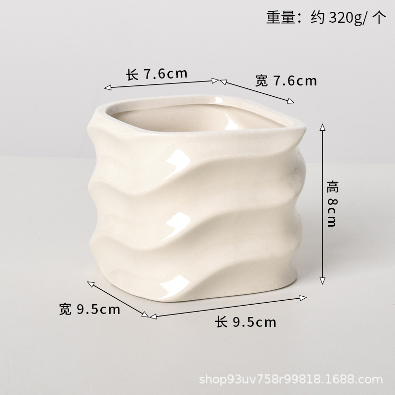 Pot de cerámica crema INS lujo ligero de alto nivel sensación de plantación de orquídeas mariposa simple orquídeas plantación de pot de porcelana blanca Dehua